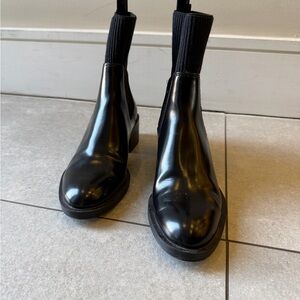 Shiny Black Chelsea Sock Boots